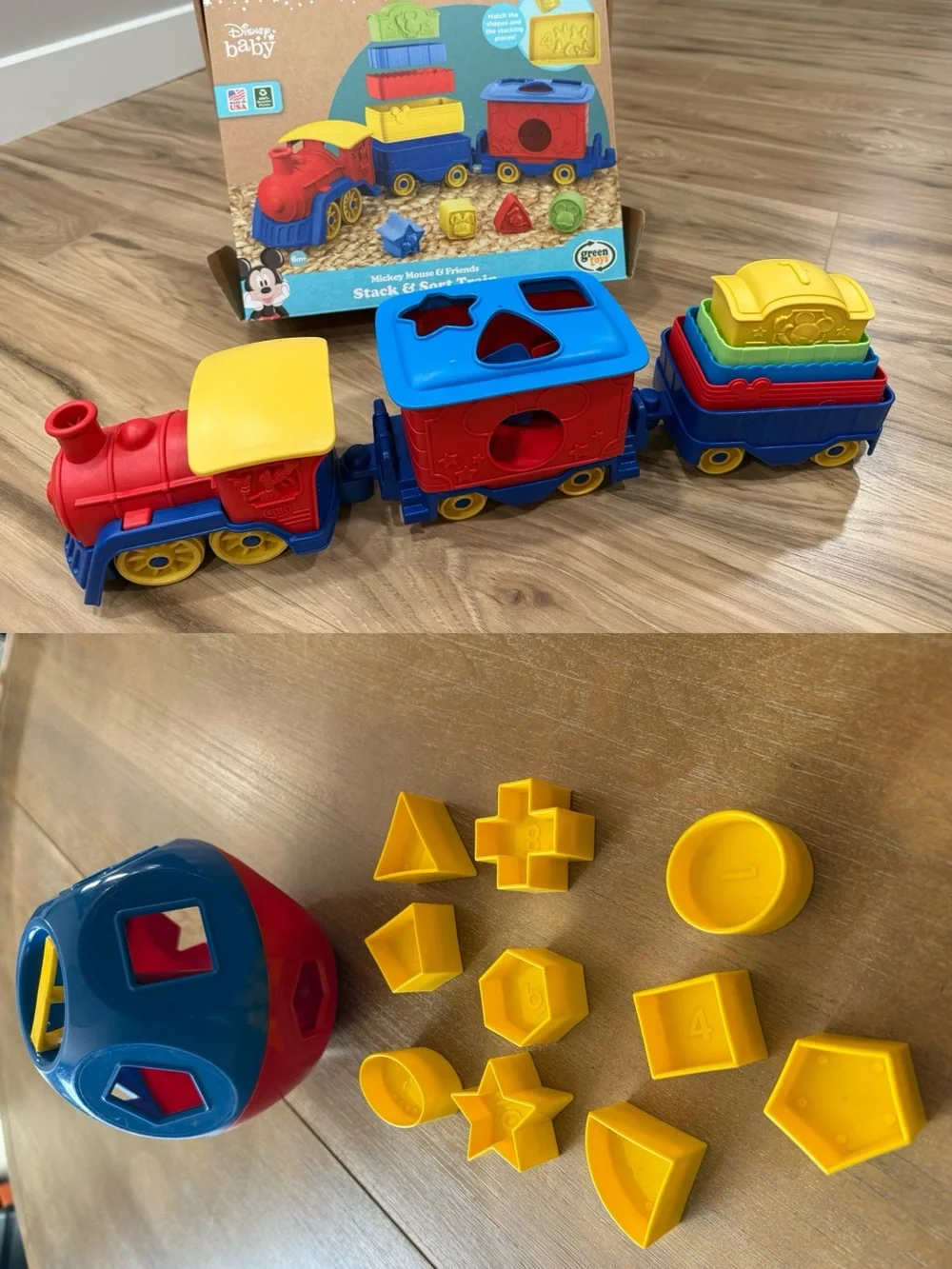 Disney Red & Blue Stacking Train with Yellow Shape Blocks